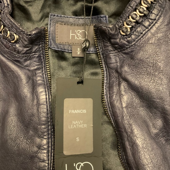 HSO navy leather jacket size small - Picture 4 of 5